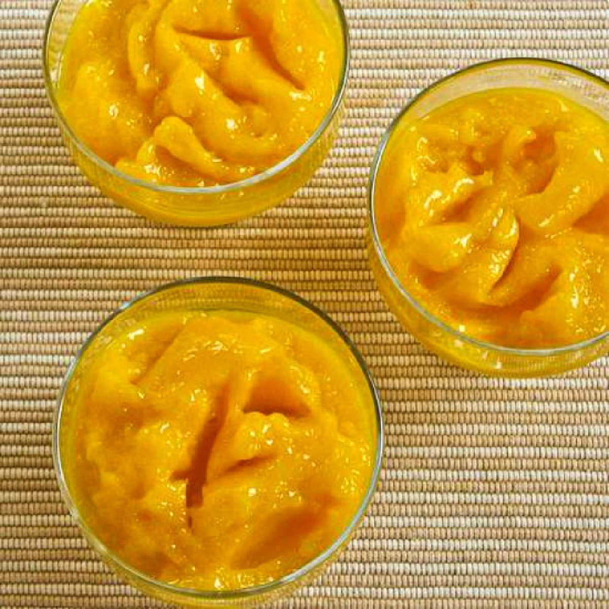 Mango Sorbet shown in three serving dishes
