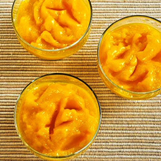 Mango Sorbet in serving dishes