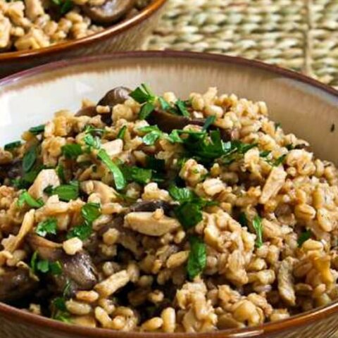 Barley Pilaf with Dried and Fresh Mushrooms found on KalynsKitchen.com