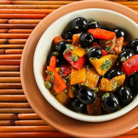Roasted Peppers Salad with Olives and Capers