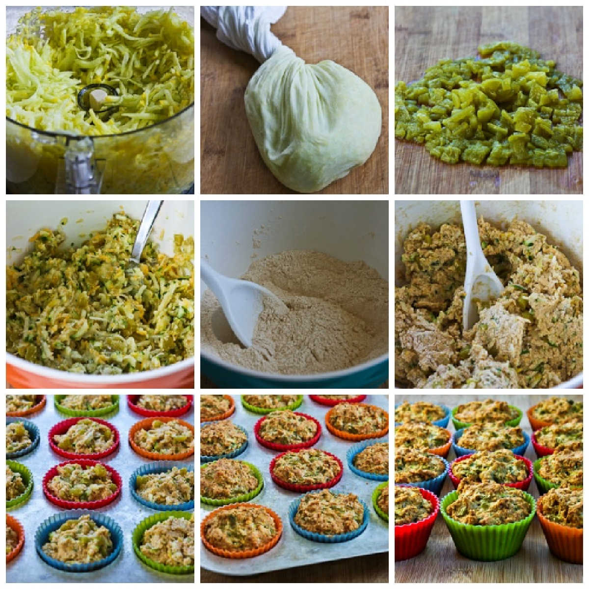 Delicious Zucchini Pancakes with Green Chiles Collage of Recipe Steps