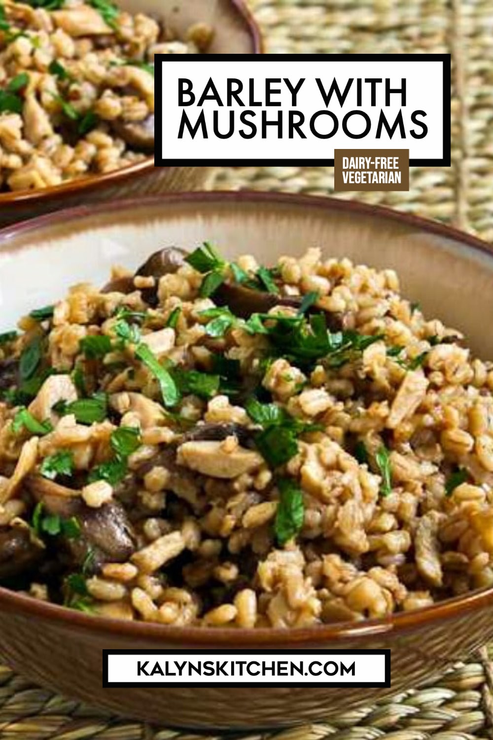 Pinterest image of Barley with Mushrooms