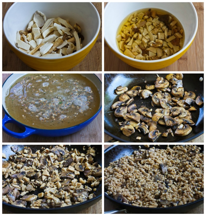 Barley Pilaf with Dried and Fresh Mushrooms process shots collage