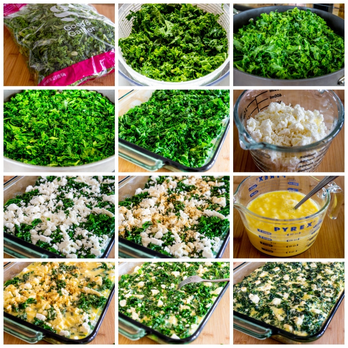Kale and Feta Breakfast Casserole process shots collage