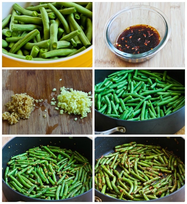 Spicy Sichuan Style Green Beans process shots collage