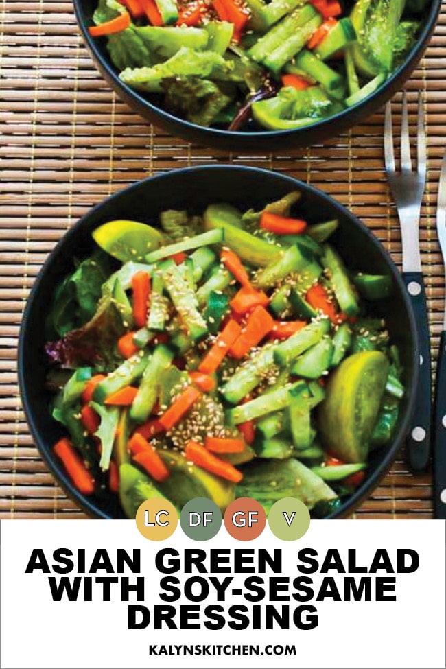 Pinterest image of Asian Green Salad with Soy-Sesame Dressing