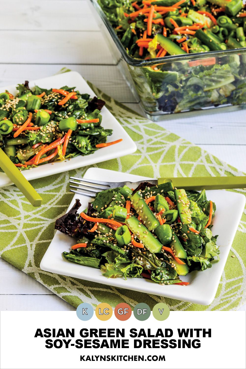 Pinterest image for Asian Green Salad with Soy-Sesame Dressing