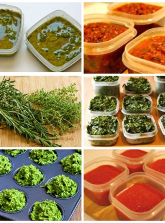Freezing Fresh Herbs, Garden Tomatoes, and Vegetables top collage