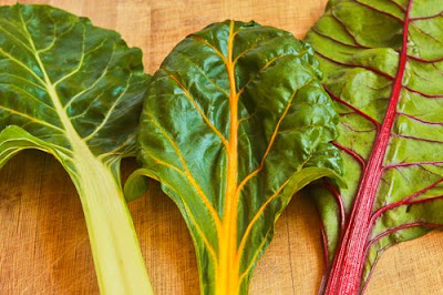 Chard leaves from Salute to Swiss Chard and 10+ Favorite Healthy Swiss Chard Recipes found on KalynsKitchen.com