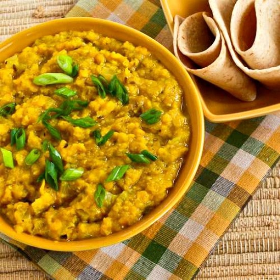 Indian-Style Red Lentils with Ginger (Red Lentil Dal) found on KalynsKitchen.com