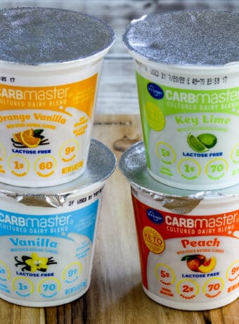 Kroger Carbmaster Yogurt with four containers shown