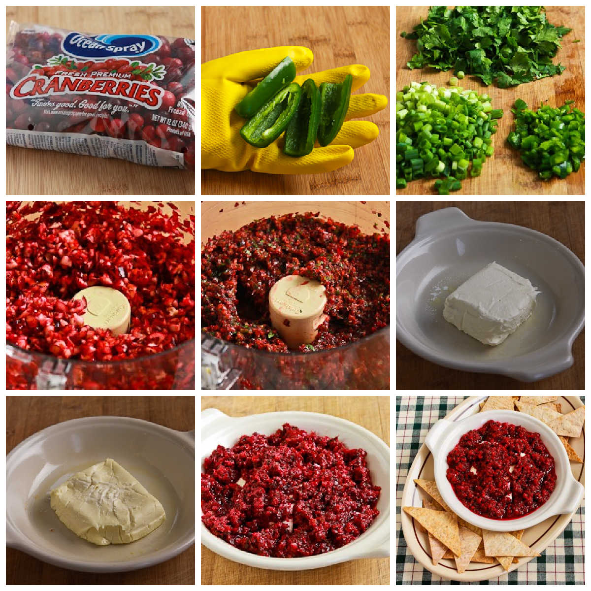 Cranberry Cream Cheese Dip collage of recipe steps