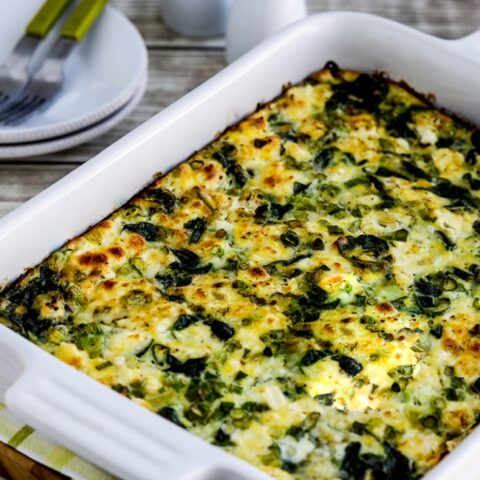 Breakfast Casserole with Spinach and Goat Cheese close-up photo