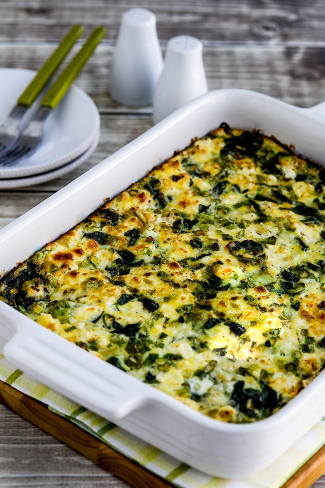 Breakfast Casserole with Spinach and Goat Cheese close-up photo