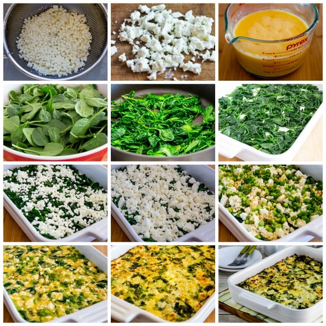 Breakfast Casserole with Spinach and Goat Cheese process shots collage