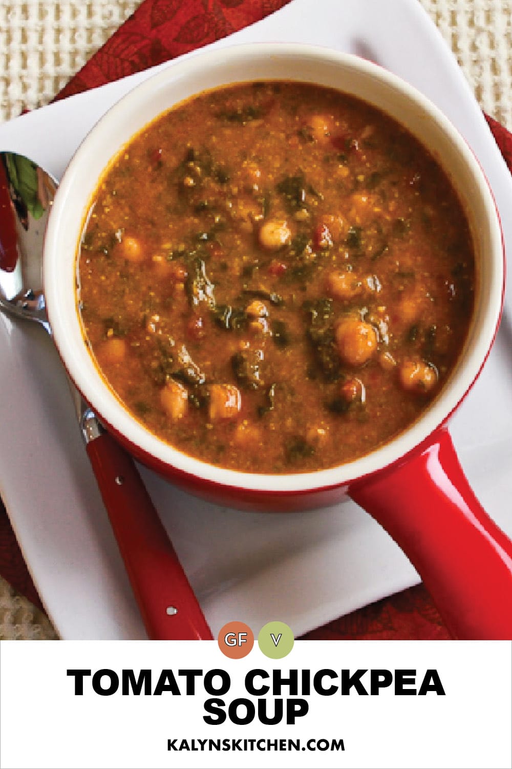 Pinterest image of Tomato Chickpea Soup