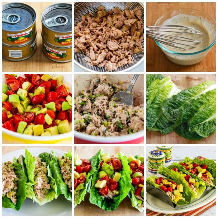 Tuna Salad Lettuce Wraps process shots collage