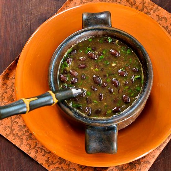 Spicy Vegan Black Bean Soup with Cilantro and Green Tabasco found on KalynsKitchen.com