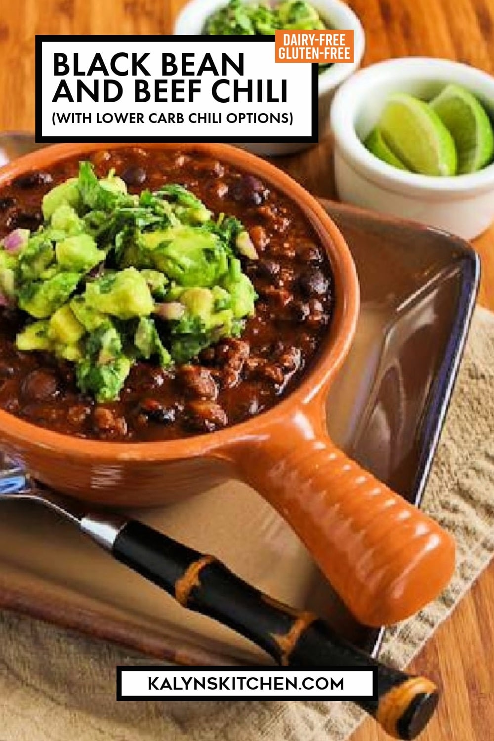 Pinterest image of Black Bean and Beef Chili
