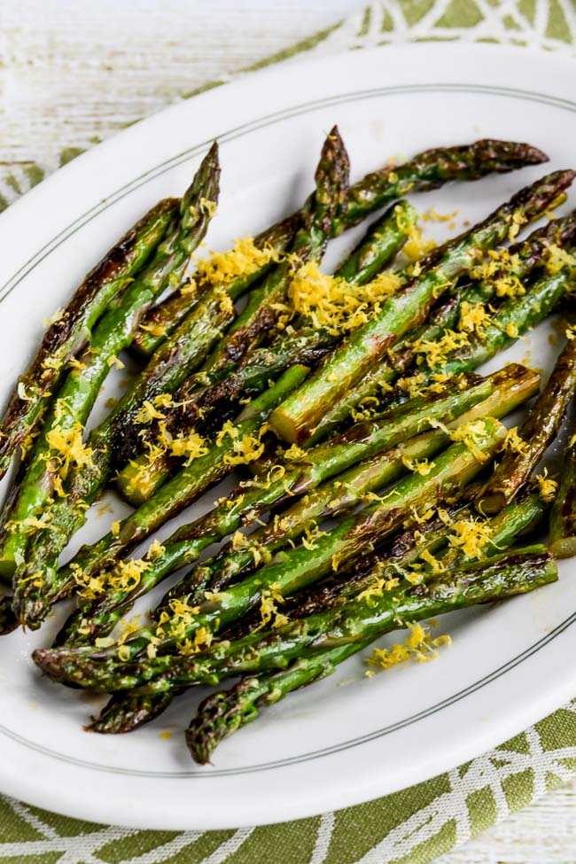 Fried Asparagus Tips with Lemon Juice and Lemon Zest