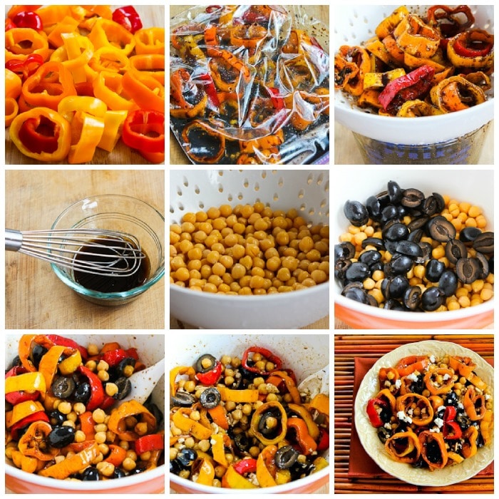 Marinated Pepper Salad with Garbanzos process shots collage