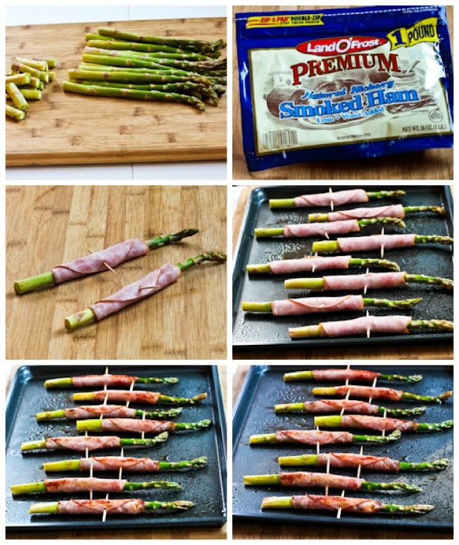 Roasted Asparagus Wrapped in Ham process shots collage