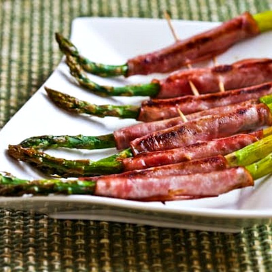 Roasted Asparagus Wrapped in Ham found on KalynsKitchen.com