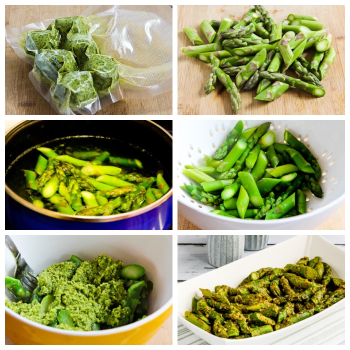 Asparagus with Basil Pesto process shots collage