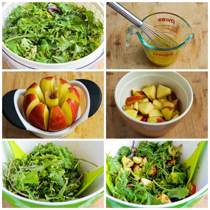 Baby Kale Salad with Apples process shots collage