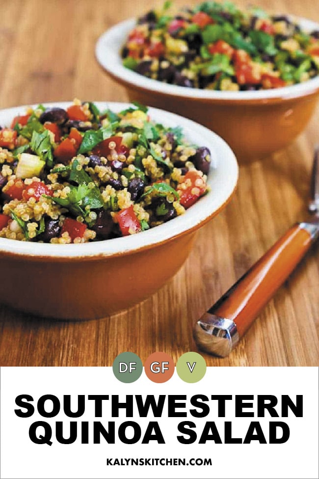 A Pinterest image of a southwestern quinoa salad