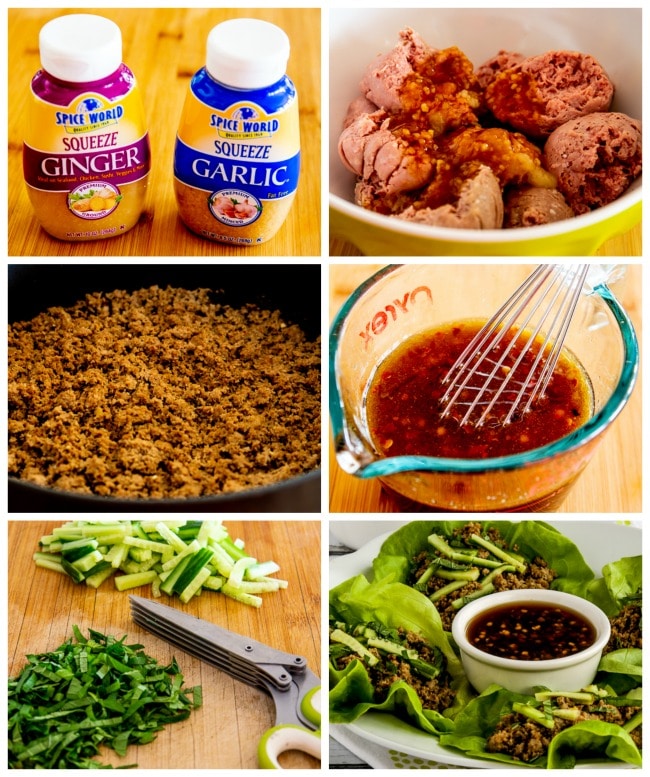 Thai Turkey Lettuce Wraps process shots collage