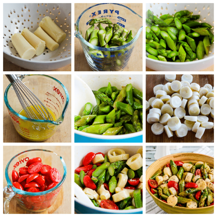 Asparagus and Tomato Salad with Hearts of Palm process shots collage