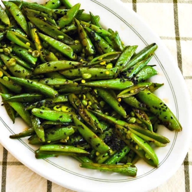 Spicy Stir-Fried Sugar Snap Peas large thumbnail of finished dish on plate