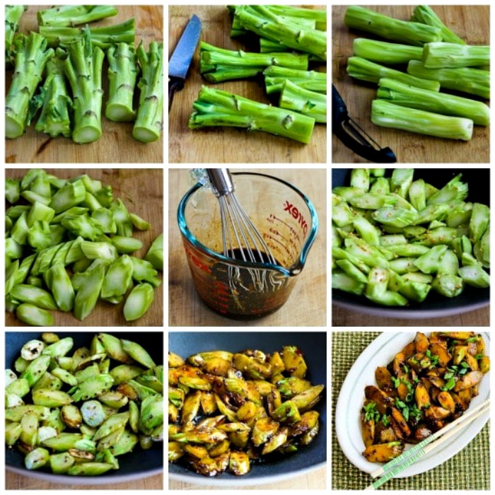 Spicy Stir-Fried Broccoli Stems process shots collage