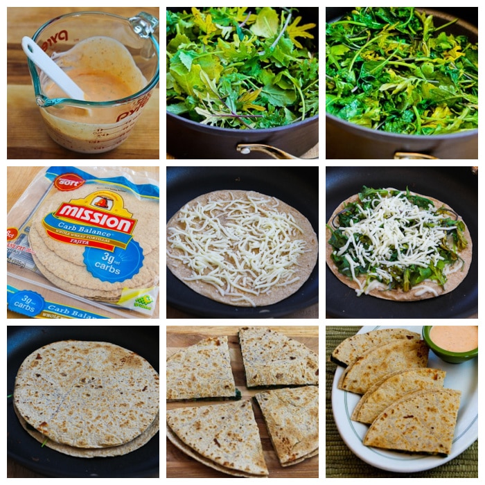 Kale and Cheese Quesadillas process shots collage