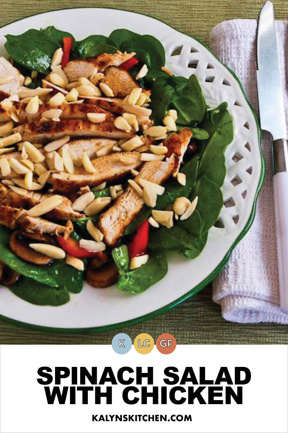 Pinterest image of Spinach Salad with Chicken