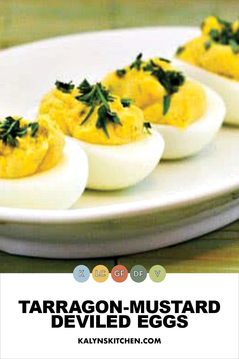 Pinterest image of Tarragon-Mustard Deviled Eggs