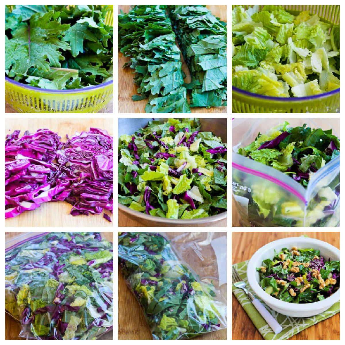 Power Greens Salad Mix process shots collage