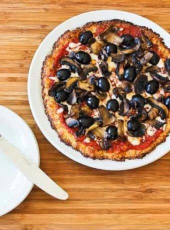 Cauliflower Crust Pizza on serving plate