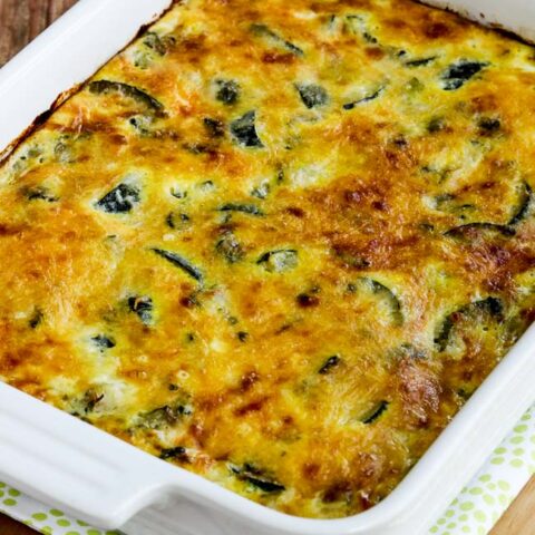 Close-up photo for Cheesy Low-Carb Zucchini and Basil Strata