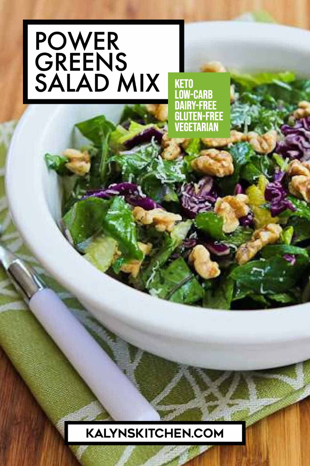 Pinterest image of Power Greens Salad Mix