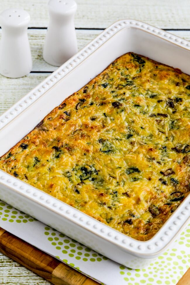 Swiss Chard Casserole baked in dish