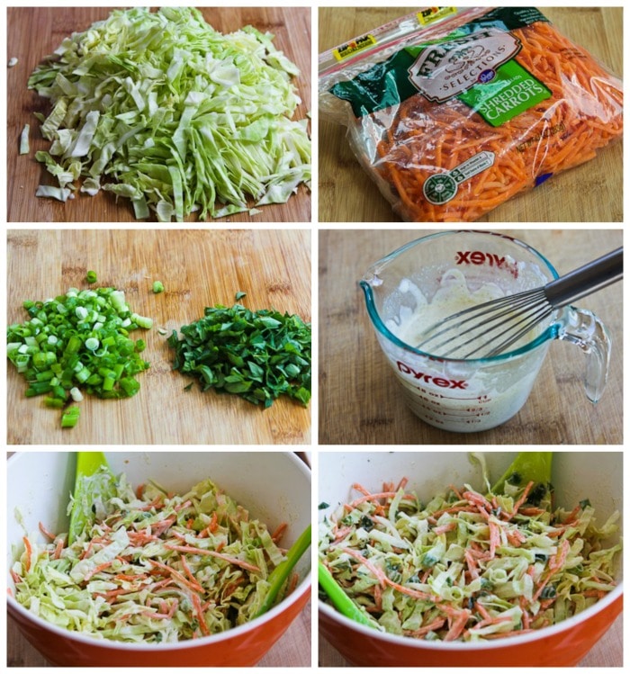 Moroccan Cabbage Slaw with Carrots and Mint process shots collage