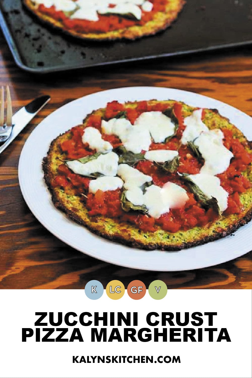 Pinterest image of Zucchini Crust Pizza Margherita