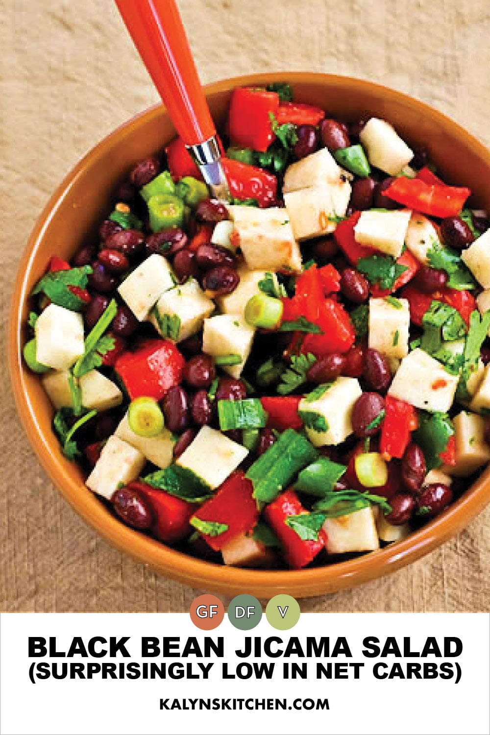 Pinterest image of Black Bean Jicama Salad