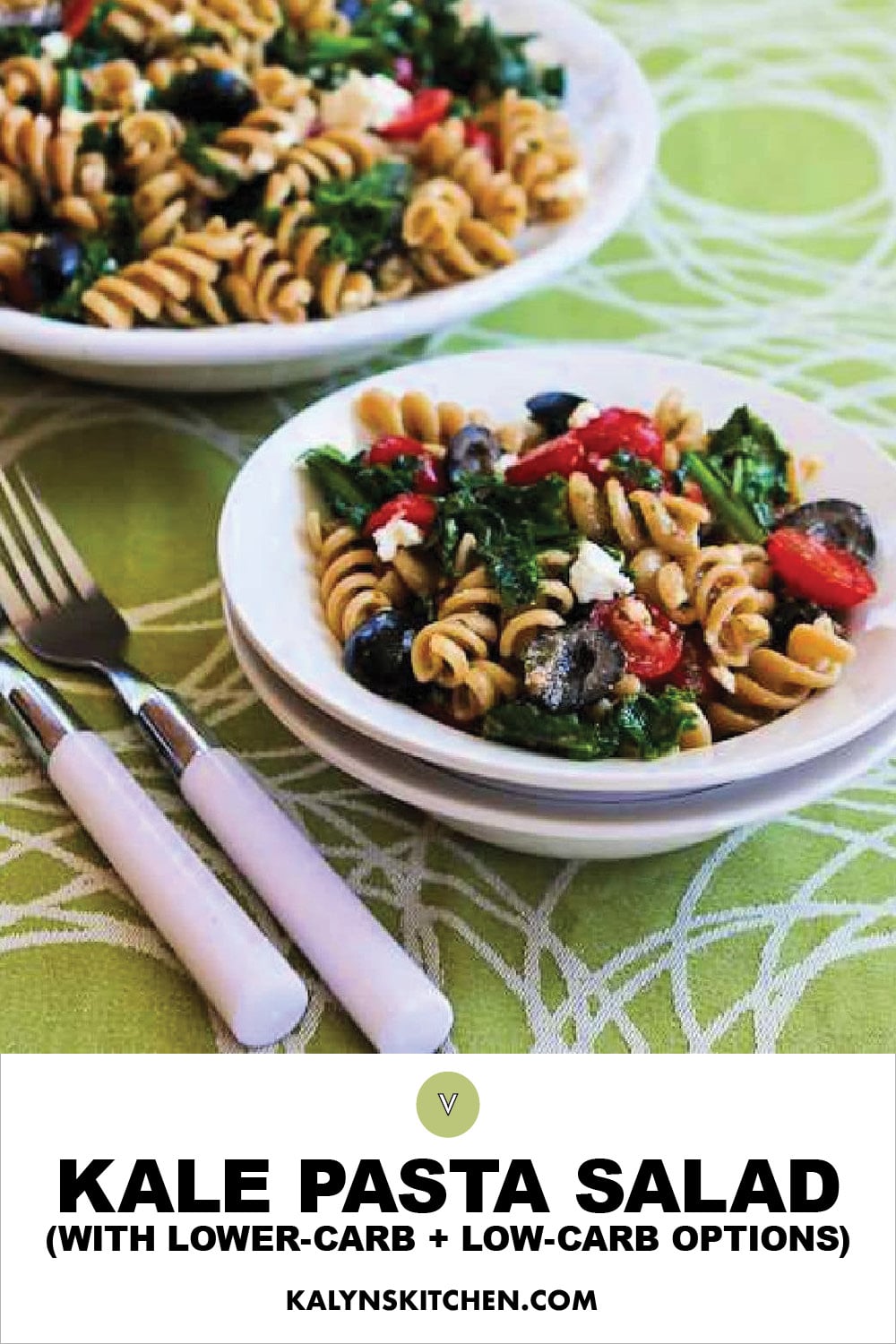 Pinterest image of Kale Pasta Salad