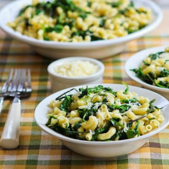 Macaroni with Greens, Lemon, and Parmesan found on KalynsKitchen.com