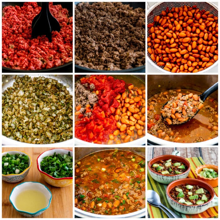 Instant Pot Pinto Beans with Ground Beef process shots collage
