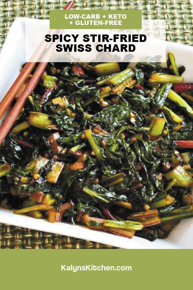 Pinterest image of Spicy Stir-Fried Swiss Chard