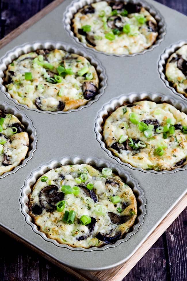 Baked Mini-Frittatas with Mushrooms, Cottage Cheese, and Feta found on KalynsKitchen.com